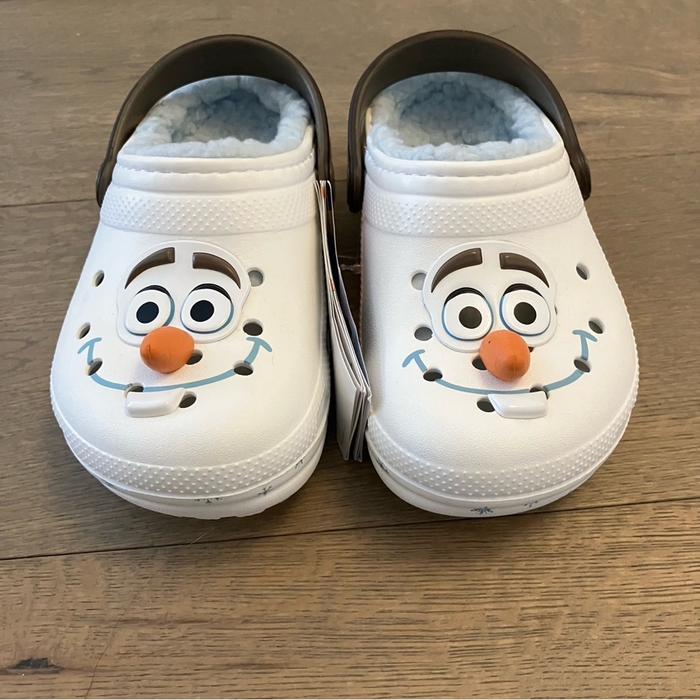 New Kids Frozen Olaf Crocs with Lining - Picture 2 of 5